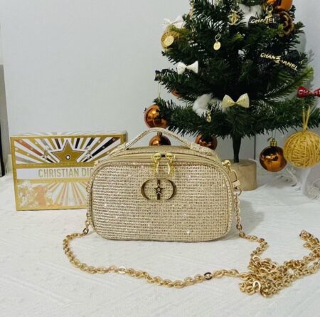 【DIOR】CHRISTIAN DIOR 金色星光迷你鏈條包（聖誕限定）